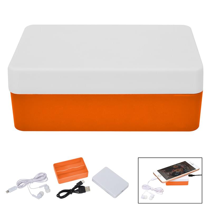 Orange color option for 3 In 1 Stowaway Wireless Charging Kit With Earbuds