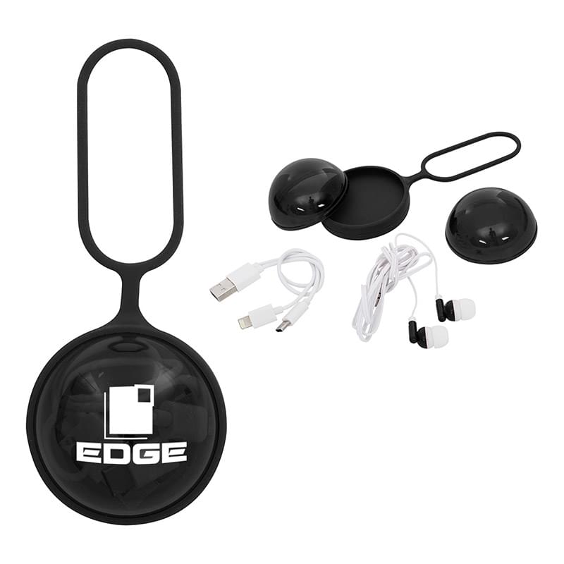Black color option for 3 In 1 Charging Cable And Earbuds Ball
