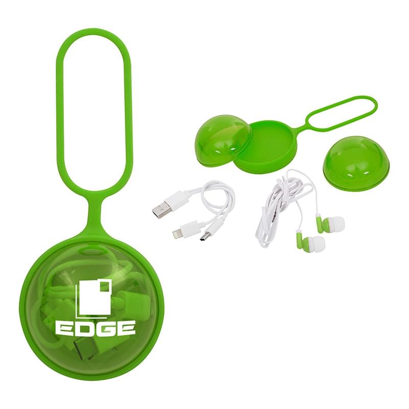 Lime Green color option for 3 In 1 Charging Cable And Earbuds Ball