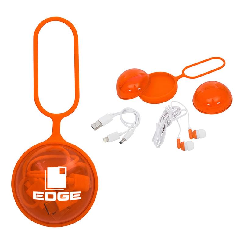 Orange color option for 3 In 1 Charging Cable And Earbuds Ball