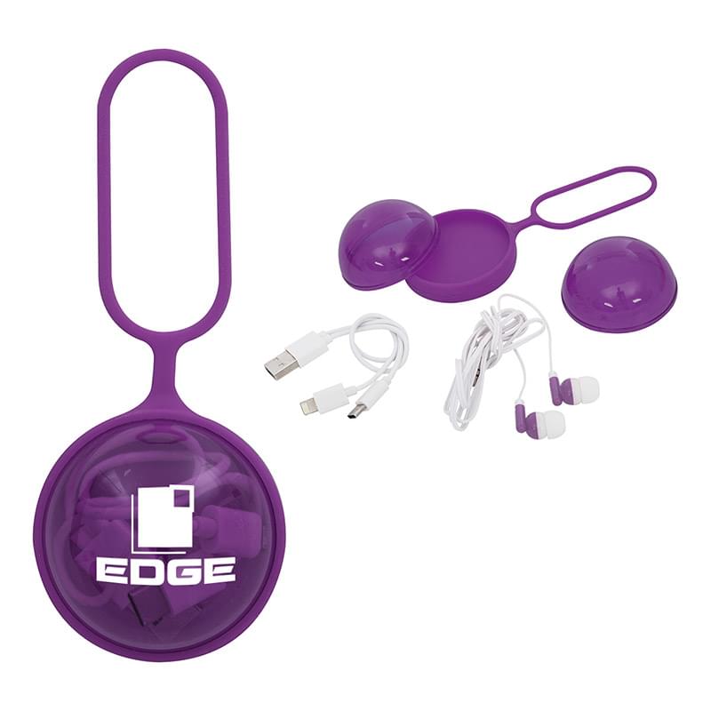 Purple color option for 3 In 1 Charging Cable And Earbuds Ball