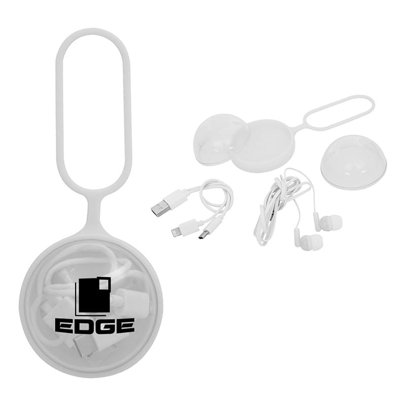 White color option for 3 In 1 Charging Cable And Earbuds Ball