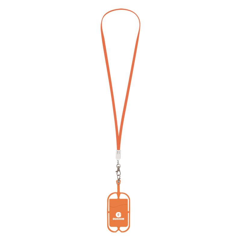 Orange color option for 2 In 1 Charging Cable Lanyard With Phone Holder & Wallet