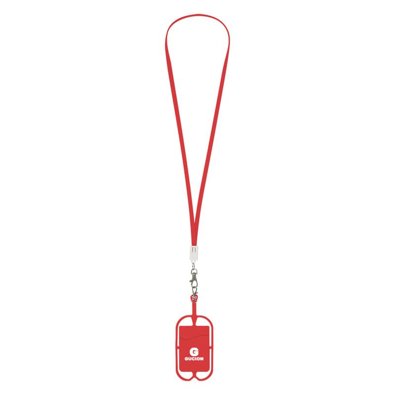 Red color option for 2 In 1 Charging Cable Lanyard With Phone Holder & Wallet