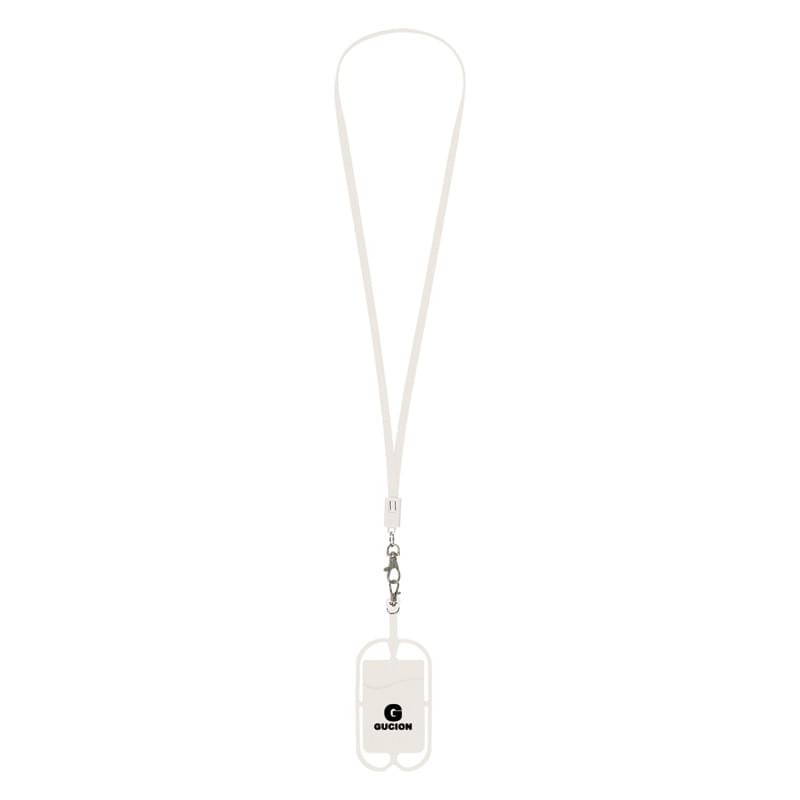 White color option for 2 In 1 Charging Cable Lanyard With Phone Holder & Wallet