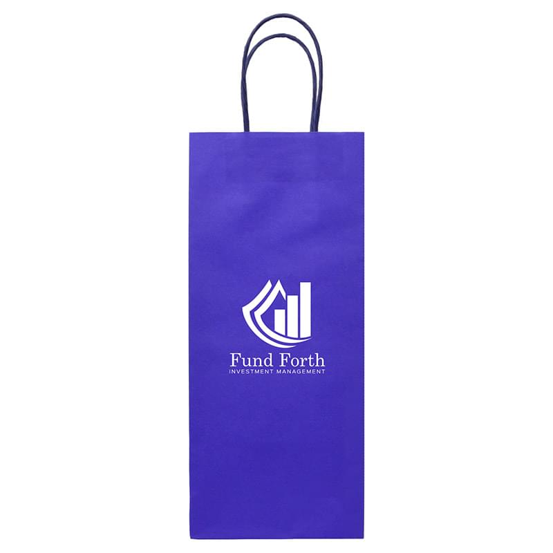 Blue color option for Kraft Paper Bag For Wine Bottles   5.5"W X 13"H