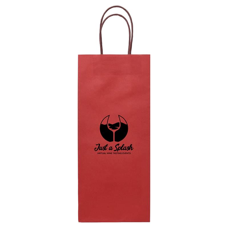 Red color option for Kraft Paper Bag For Wine Bottles   5.5"W X 13"H