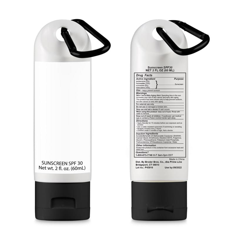 Black color option for 2 Oz. Sunscreen With Carabiner   Spf 30