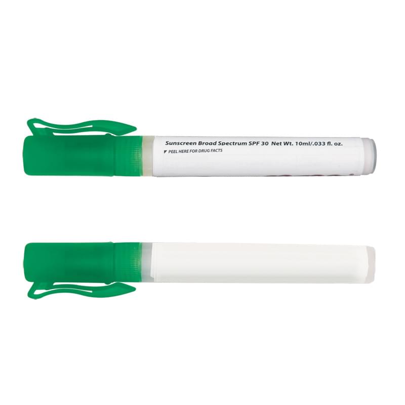 Green color option for Sunscreen Spray   Spf 30   0.33 Oz./10 M L