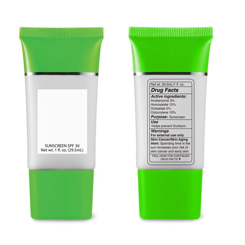 Lime Green color option for 1 Oz. 30 Spf Sunscreen Squeeze Tube