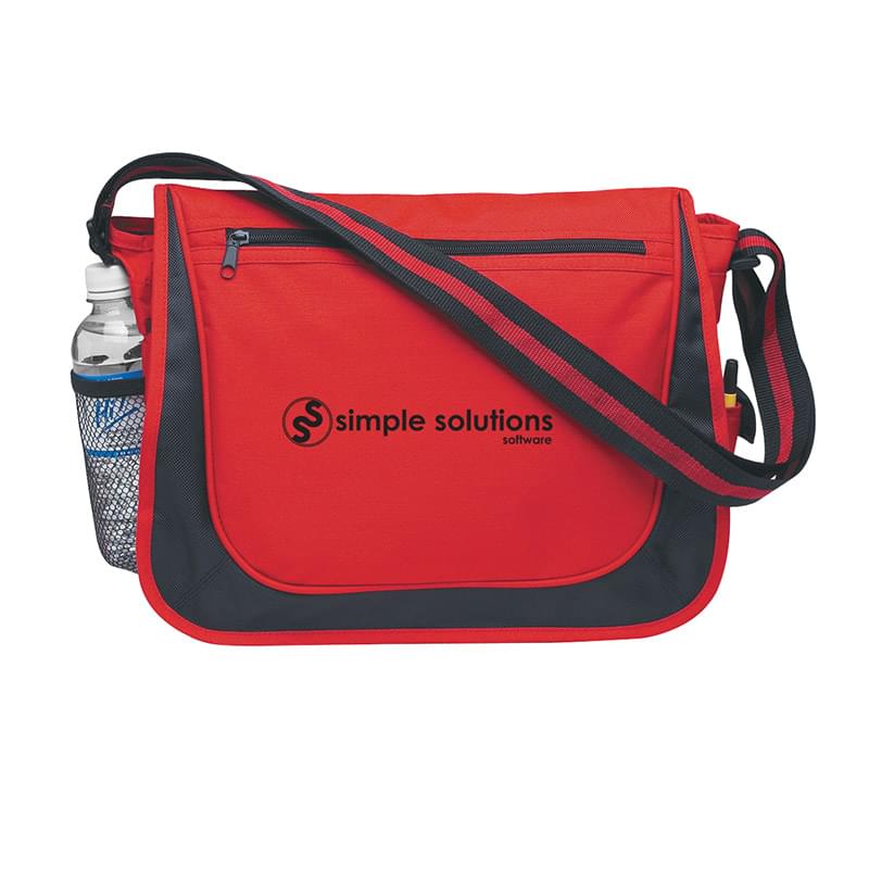 Red color option for Striped Messenger Satchel