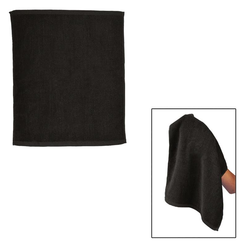 Black color option for Hemmed Cotton Rally Towel (15" X 18")