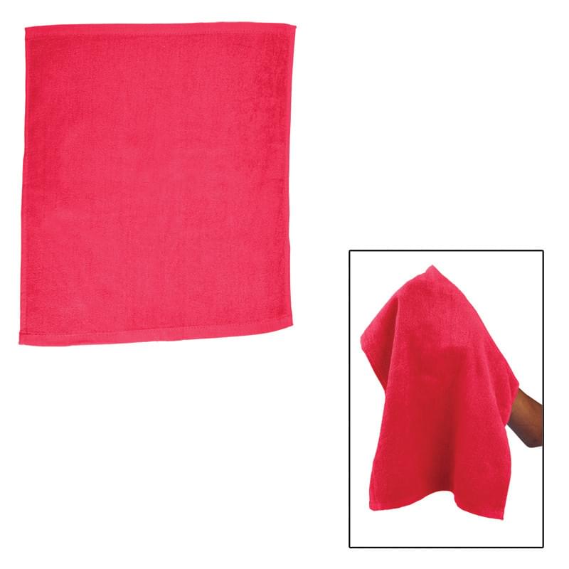Red color option for Hemmed Cotton Rally Towel (15" X 18")