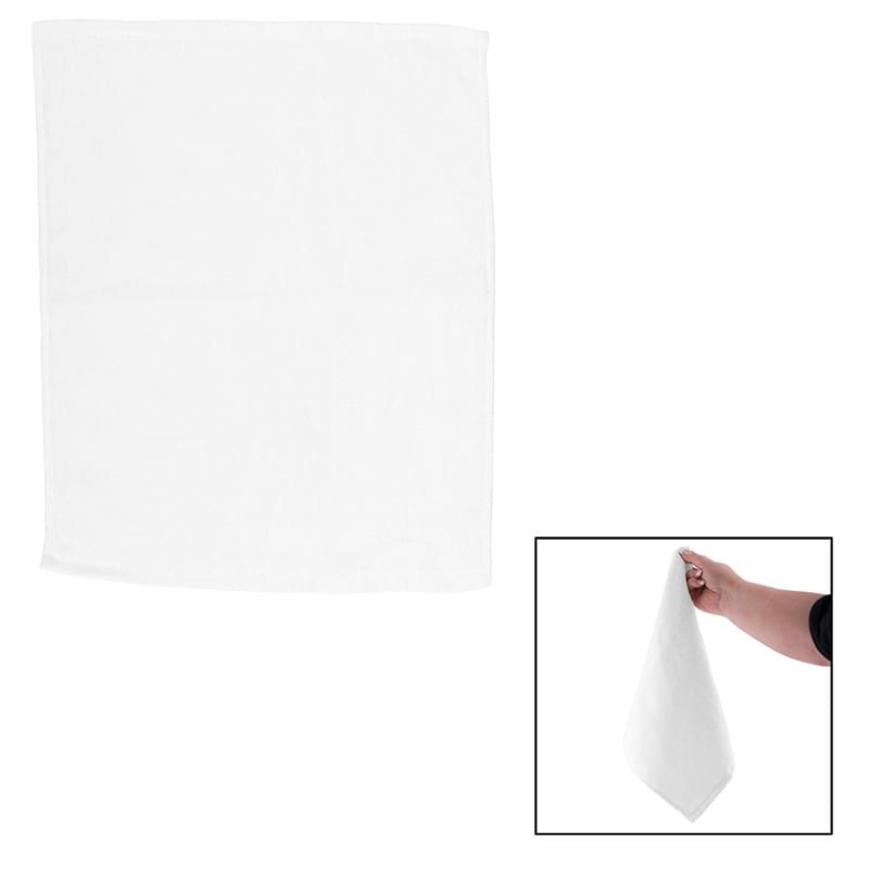 White color option for Hemmed Cotton Rally Towel (15" X 18")