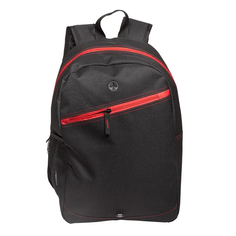 Red color option for Polyester Zip Fastening Tech Backpack
