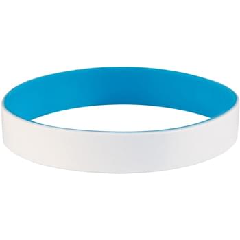 White/Light Blue color option for Color Coated Silicone Bracelet