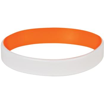 White/Orange color option for Color Coated Silicone Bracelet