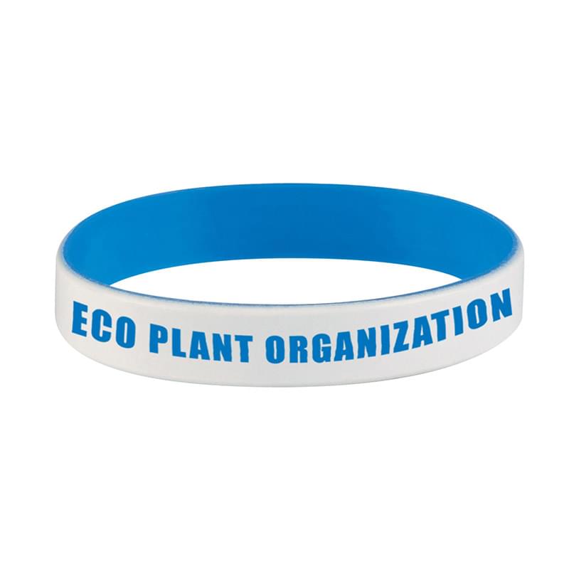 White/Royal Blue color option for Color Coated Silicone Bracelet