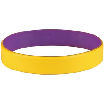 Yellow/Purple color option for Color Coated Silicone Bracelet