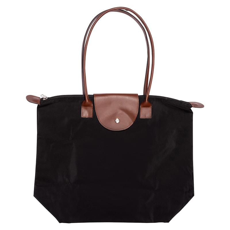 Black color option for Folding Tote With Leather Flap Closure