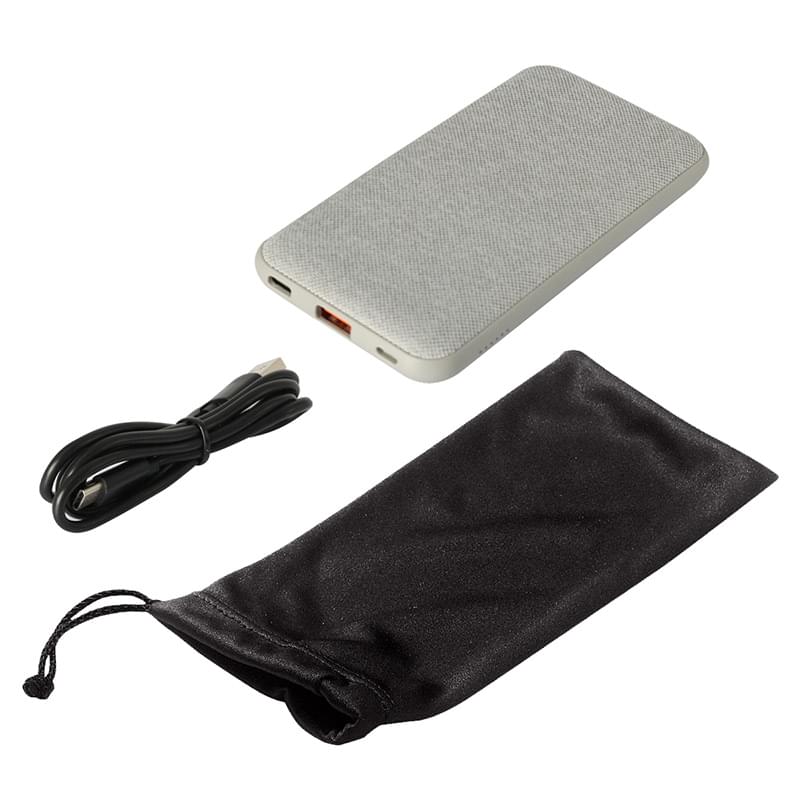 Light Gray color option for 10000 Mah Wireless Charging Pad & Power Bank With Pouch