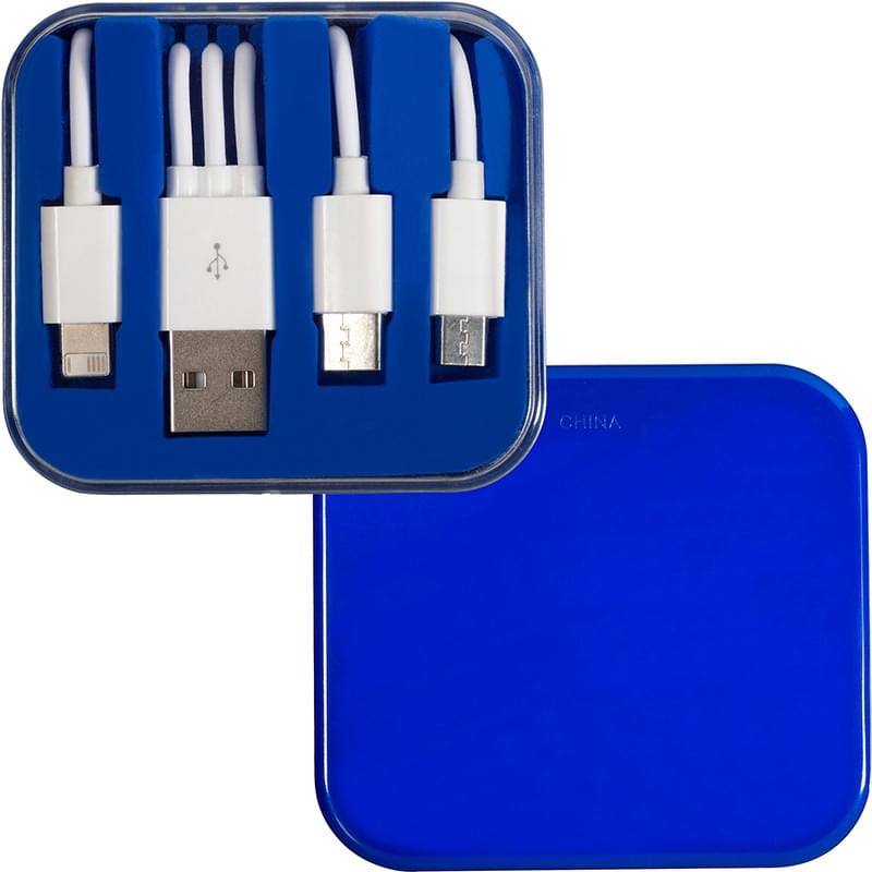 Blue color option for 3 In 1 Charging Cable In Square Case