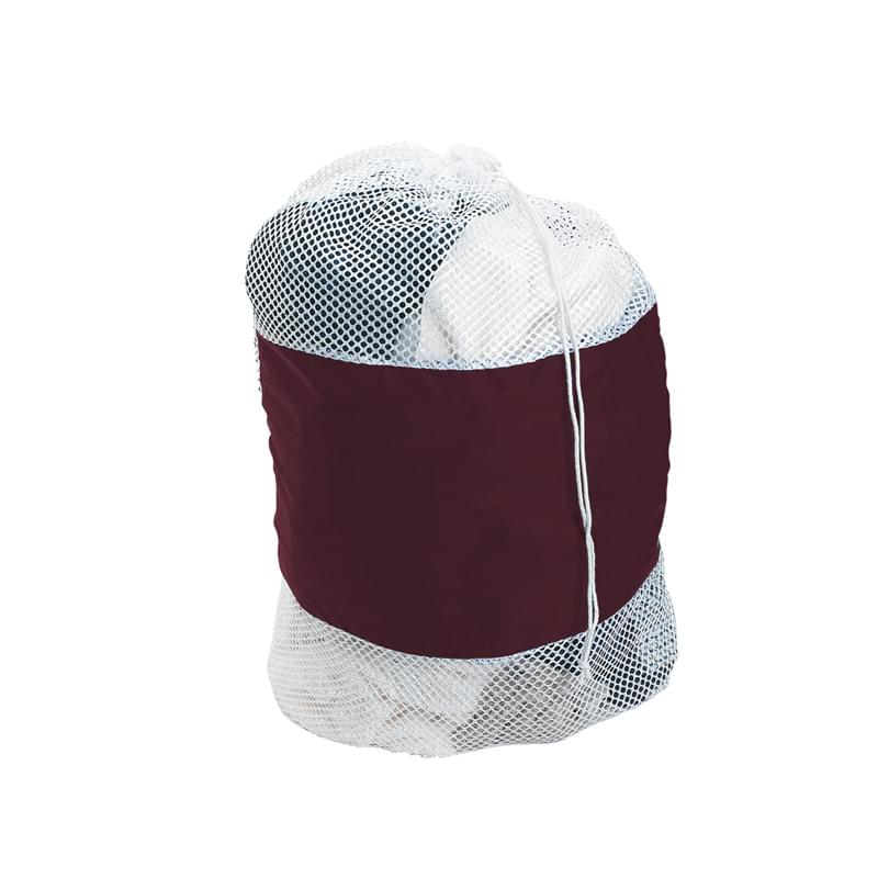 White/Burgundy color option for 25"X 36" Mesh Laundry Bag With Drawstring