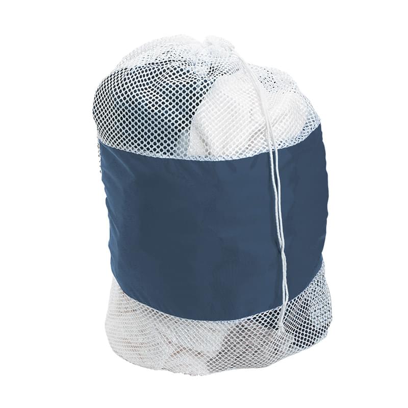 White/Navy color option for 25"X 36" Mesh Laundry Bag With Drawstring