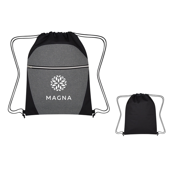 Gray With Black color option for Bicolored Heather Like Drawstring Knapsack