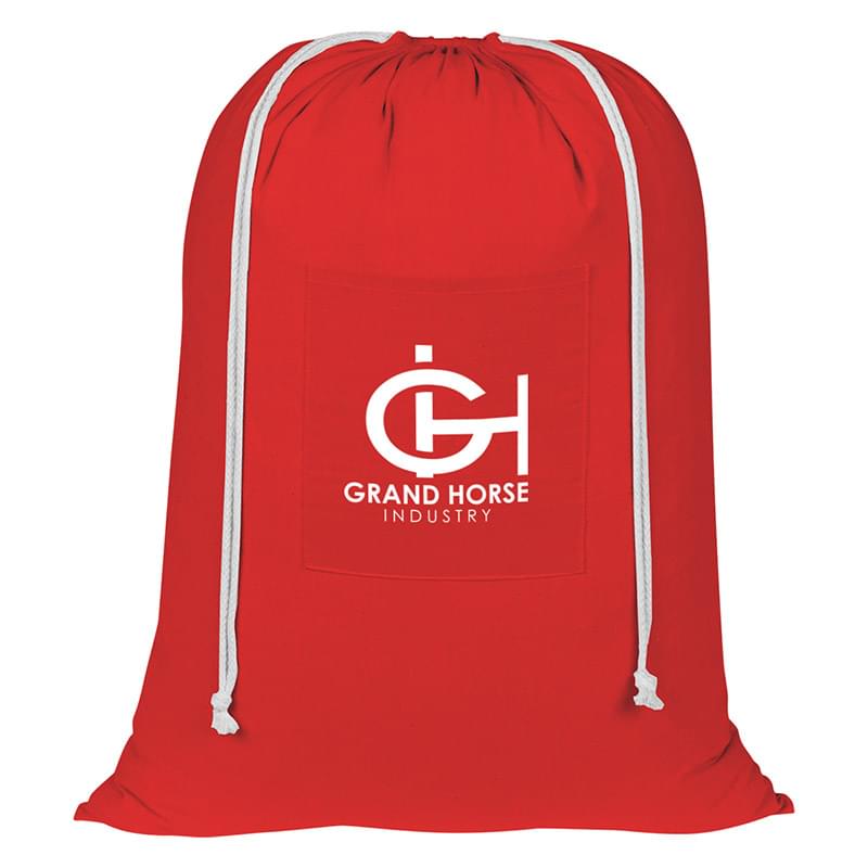 Red color option for 100% Cotton Laundry Bag With Drawstring Closure