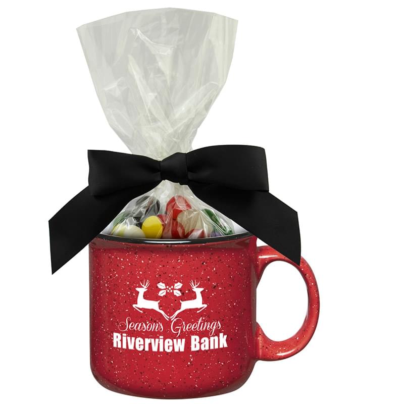 Red/White color option for 15 Oz. Campfire Mug With Mug Stuffer Jelly Beans