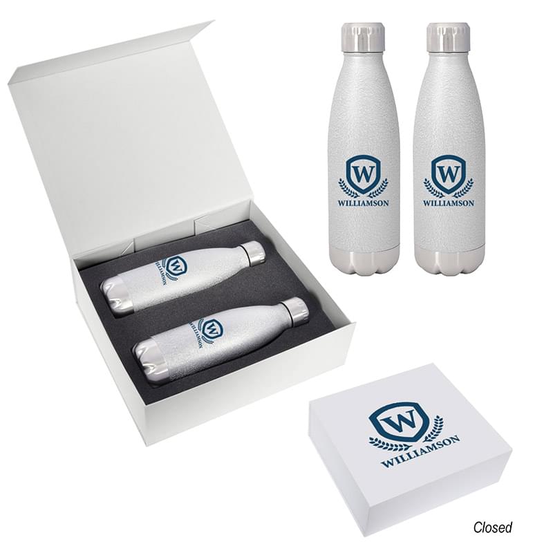 White Box color option for 16 Oz. Iced Out Swiggy Stainless Steel Bottle Gift Set