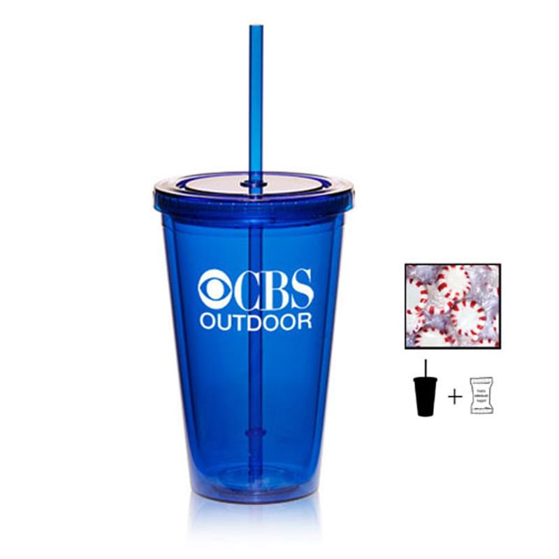 Translucent Blue color option for 16 Oz. Double Wall Tumbler With Starlite Mints