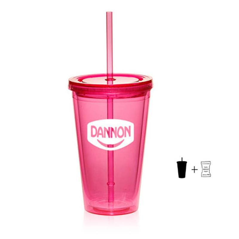Translucent Fuschia color option for 16 Oz. Double Wall Tumbler With Jolly Ranchers