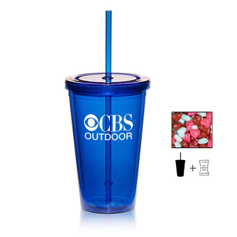 Translucent Blue color option for 16 Oz. Double Wall Tumbler With Conversation Hearts