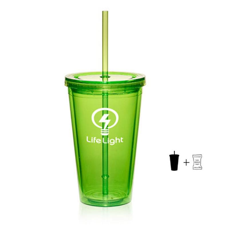 Translucent Green color option for 16 Oz. Double Wall Tumbler With Conversation Hearts