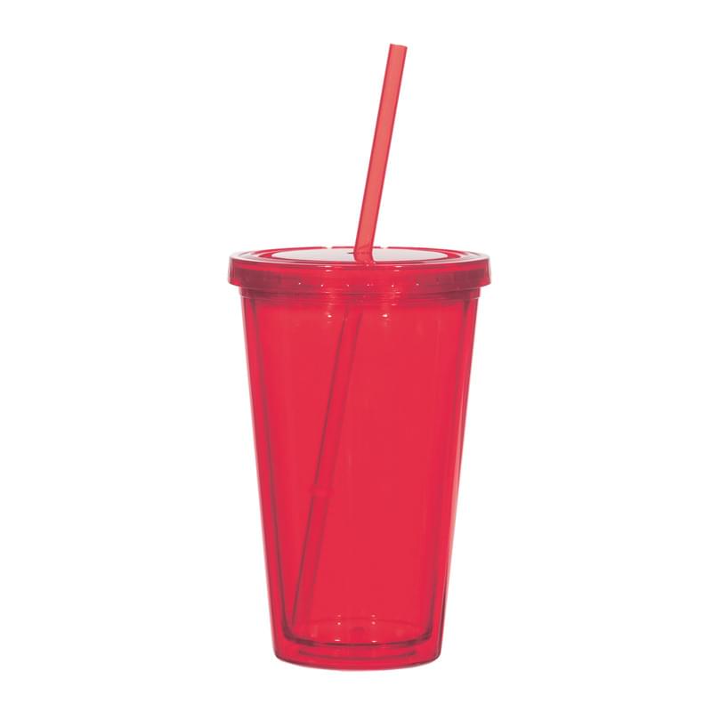 Translucent Red color option for 16 Oz. Double Wall Tumbler With Conversation Hearts