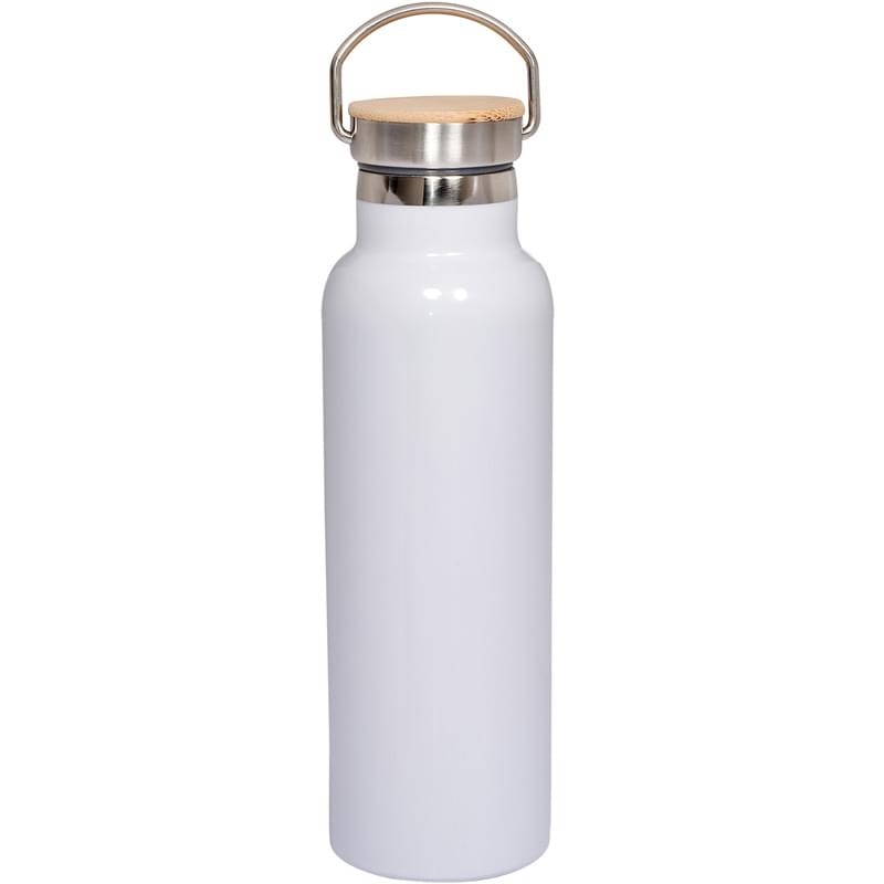 Glossy White color option for 20 Oz. Vacuum Bottle With Bamboo Lid
