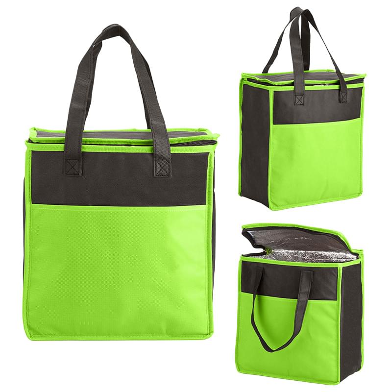 Lime/Black color option for Bicolored Insulated Flat Top Tote