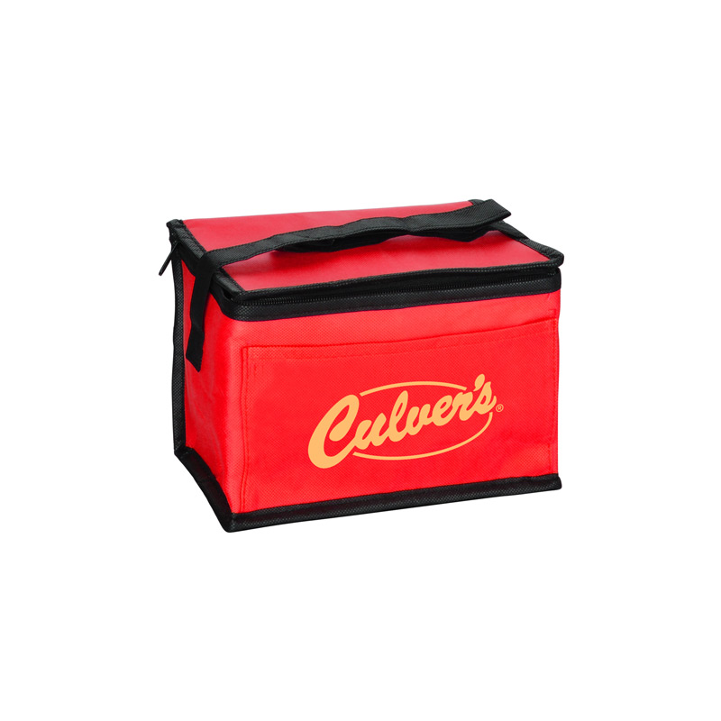 Red color option for 8"W X 6"D X 5.5"H With 20" Handle 6 Pack Cooler
