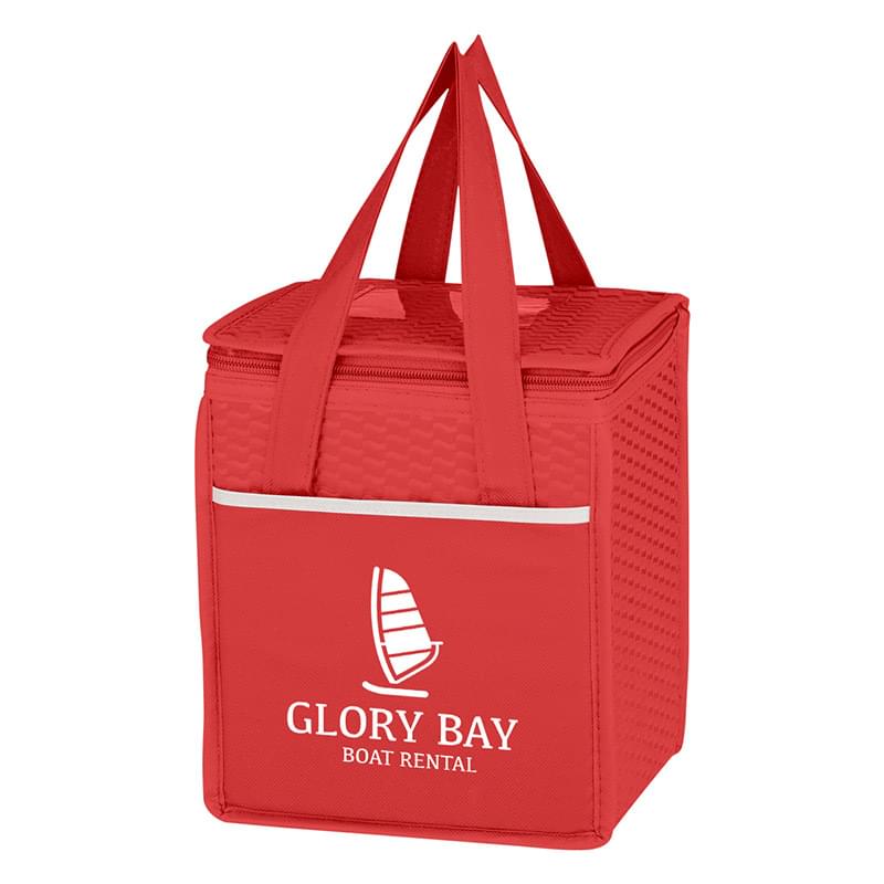 Red color option for 80 Gram Non Woven, Coated Water Resistant Polypropylene Cooler Bag