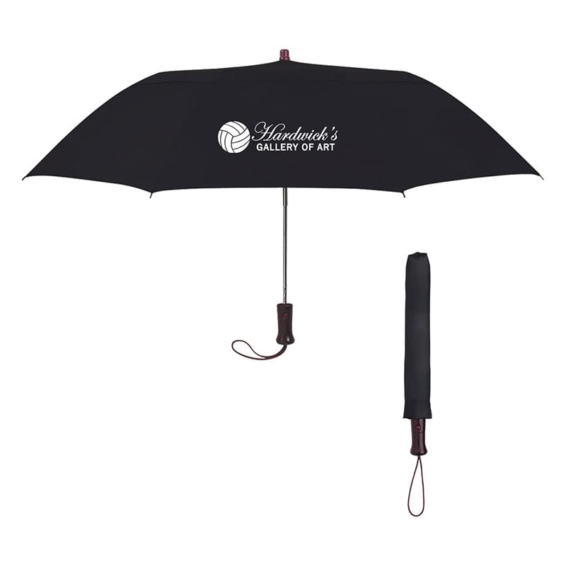 Black color option for 44" Arc Telescopic Folding Wood Handle Umbrella