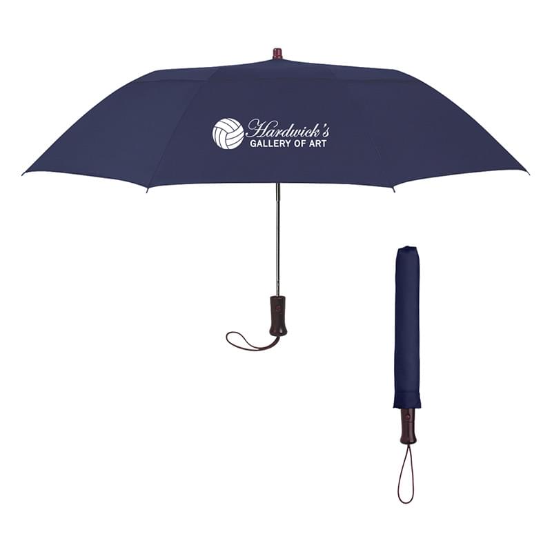 Navy Blue color option for 44" Arc Telescopic Folding Wood Handle Umbrella