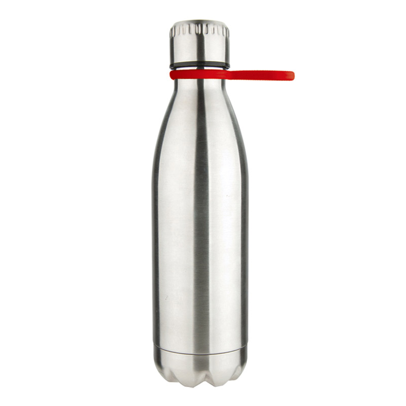 Silver Bottle/Red Strap color option for 17 Oz Stainless Steel Bottle With Silicone Strap