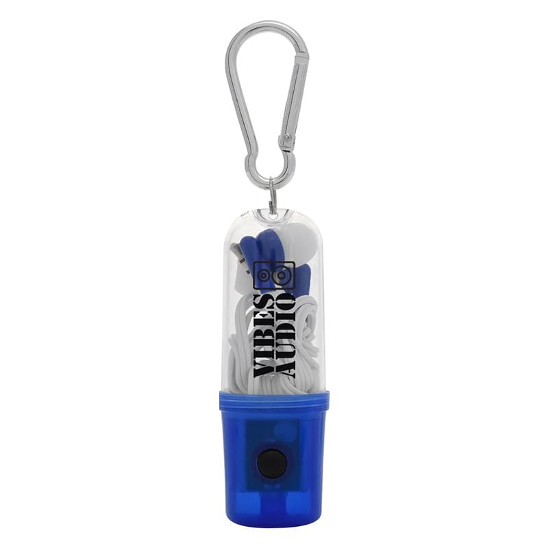 Translucent Blue color option for Compact Earbuds With Led Light