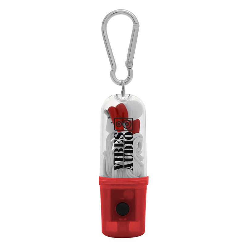 Translucent Red color option for Compact Earbuds With Led Light