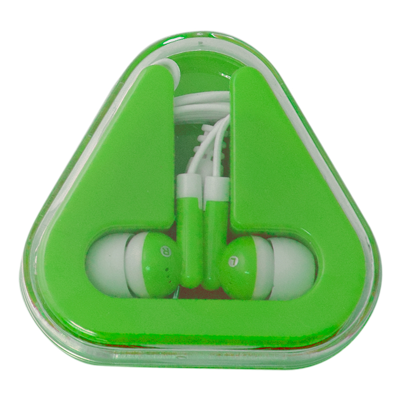 Green color option for Ear Buds With Colored Triangle Case
