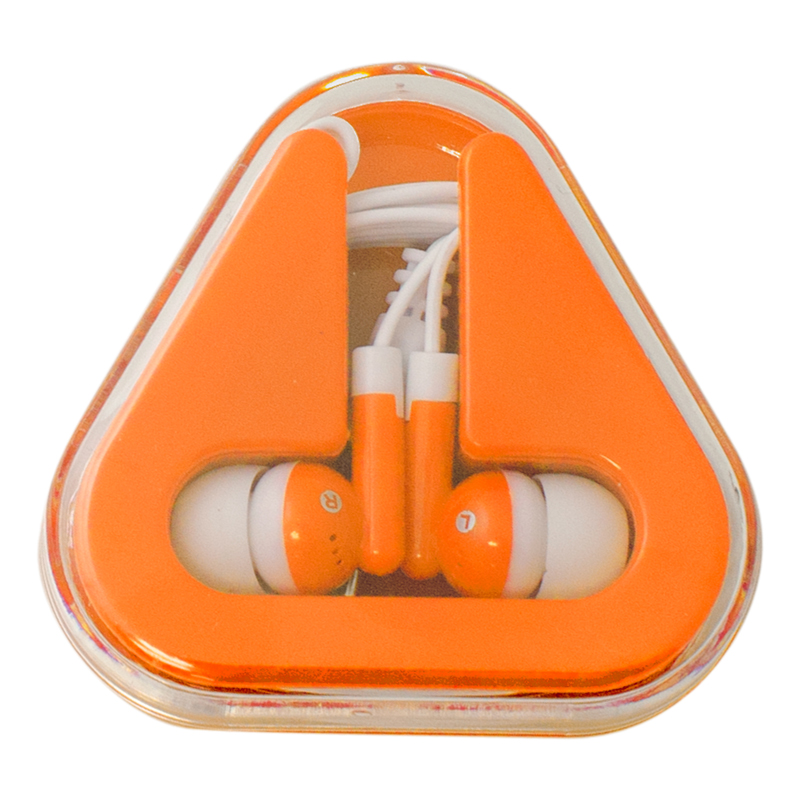 Orange color option for Ear Buds With Colored Triangle Case