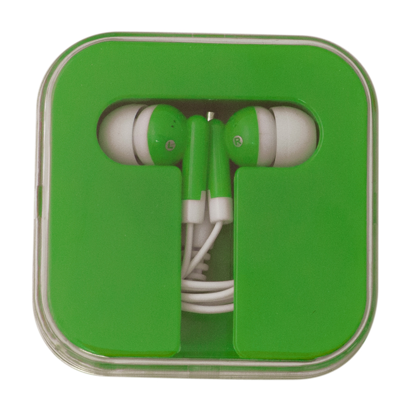 Green color option for Ear Buds With Colored Square Case
