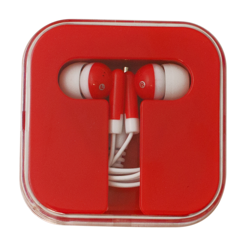 Red color option for Ear Buds With Colored Square Case